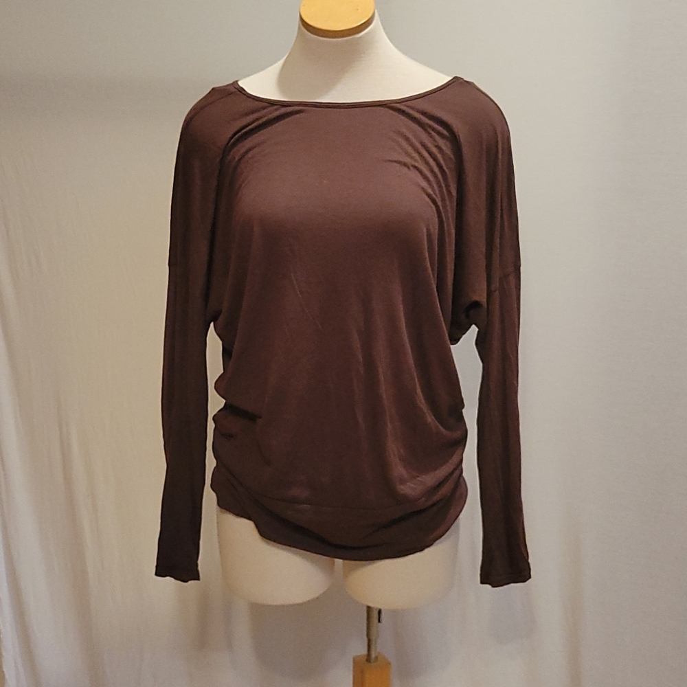 Michael Stars Brown long sleeve boat neck tee